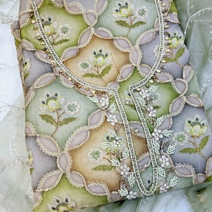 GREEN ORGANZA SUIT
